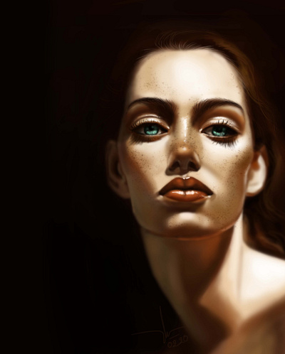 Mid-night digital art digital painting drawing mood portrait wacom intuos woman