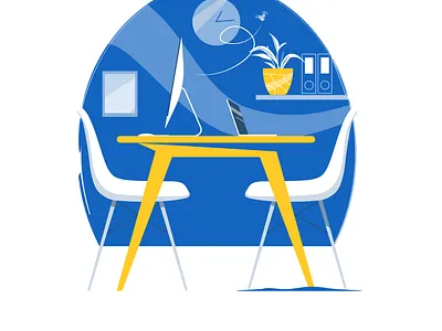 Workplace art chair file illustation illustrator office plant table work workplace