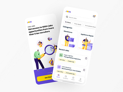 👷 Blue-Collar | Job finder App app blue collar candidate design illustration interface ios job finder platform job listing job portal jobs jobsearch jobseeker product resume skills social app ui user experience ux