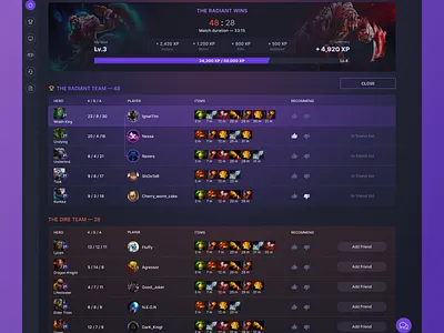 eSports match results Dota2 cybersports dark dota dota 2 esport esports game gaming match matches sport tournament ui web