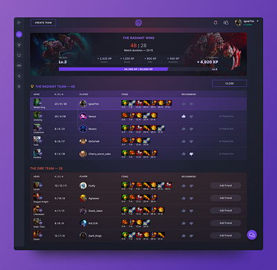 eSports match results Dota2 cybersports dark dota dota 2 esport esports game gaming match matches sport tournament ui web