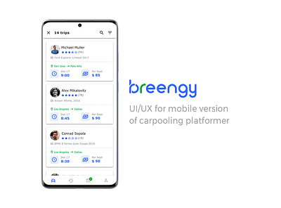 Carpooling platformer blue car carpooling figma mobile mobile app mobile app design mobile design mobile ui people poatforme road trip trips ui ux