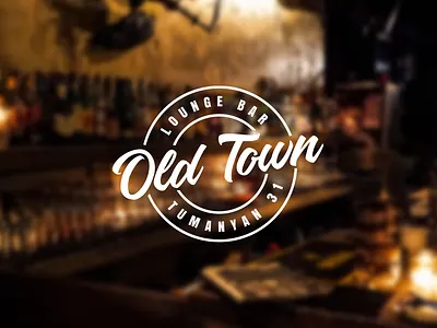 Logo design brush design illustrator logo logotype lounge bar night old pub retro round town