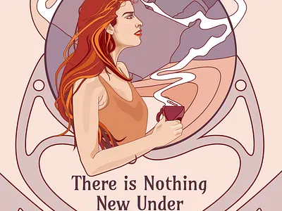 Coffee & Ecclesiastes Poster 70s art nouveau coffee girl illustration illustrator organic poster