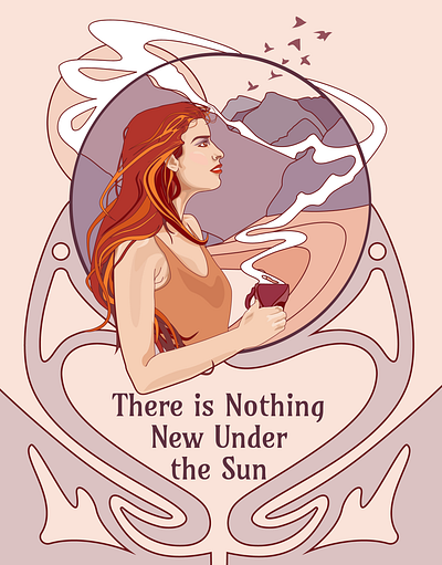 Coffee & Ecclesiastes Poster 70s art nouveau coffee girl illustration illustrator organic poster