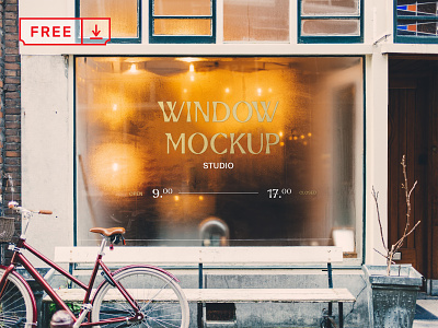 Sign on Window Mockup branding design download free freebie identity logo mockup psd restaurat sign storefront template typography window