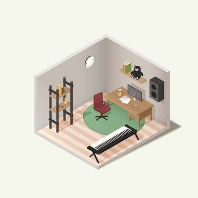 music studio adobe illustrator drawing illustration isometric art isometry vector