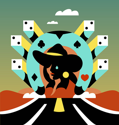 Lady Luck bad luck cowboy honky tonk illustration lady luck vector vegas