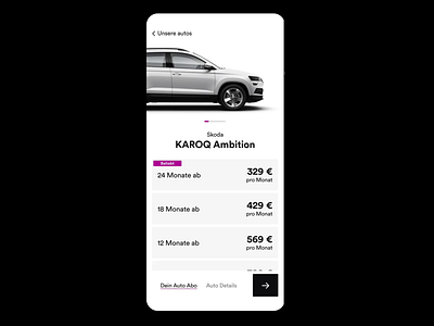 Concept UI for car subscription android app design car concept design figma ios mobile design protopie ui