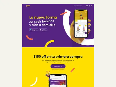 Glup App Landing Page 3d app app design beer beverage branding design drinks graphic design heineken illustration interface landing page logo mobile app mobile application ui user experience ux web design