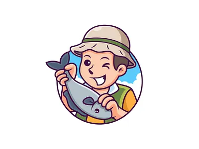 Fisherman Cartoon aquatic cartoon catch character cute design fisherman fishing hobby illustration mascot outdoor people relaxation sailor sea sport style travel vector