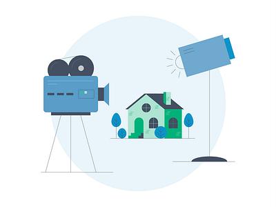 Lights, Camera, House! camera editorial illustration house illustration movie moving