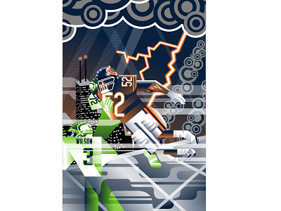 Khalil Mack abstract chicago contemporary digital art editorial football illustration illustrator sports vector