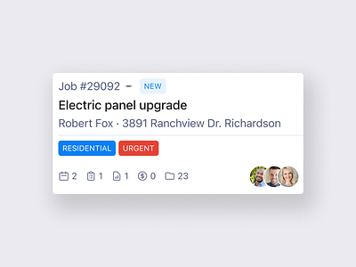 Job card mobile card interface ios job management light list item mobile design product design tags ui
