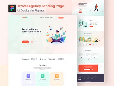 Travel Agency Landing Pape UI Design creative design illustration landing page travel agency travel landing page travelling uidesign ux design web landing page