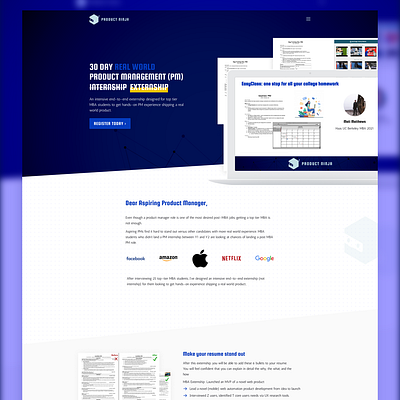 Landing Page Design - Product Ninja blue landing page landing page design landingpage web design