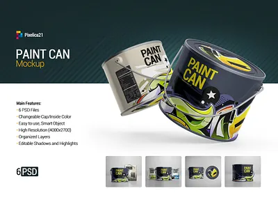 Small Paint Can Mockup advertising black brush bucket can can mock up can mockup container foil label logo mockup metal metallic mockup oil oil paint packaging paint paint can painting