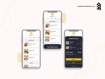 Online Menu Application ui ux design