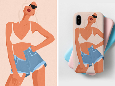 Sexy Girl in Short Jeans Illustration illustration jeans photoshop posing print sexy sexy girl short jeans