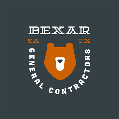 Bexar General Contractors Logo construction logo design orange typography