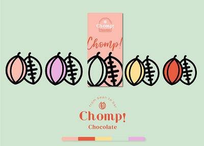 CHOMP! Chocolate - Packaging brand design brand identity feminine logo fun fun logo illustration logos packaging playful visual design visual identity