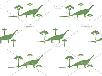 Diplodock and araucaria araucaria decorative dino dinosaur pattern prehistoric seamless surface design texture