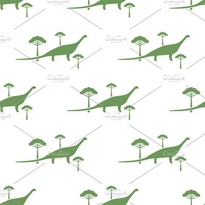Diplodock and araucaria araucaria decorative dino dinosaur pattern prehistoric seamless surface design texture