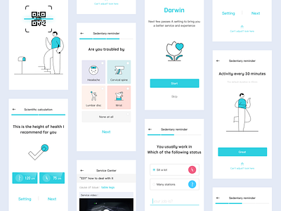 Healthy Office App ｜Smart table app branding chian design health icon illustration mobile office smart ui