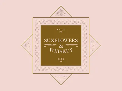 Sunflowers & Whiskey badge bar branding diamond logo logo design minimal phila stencil typography whiskey