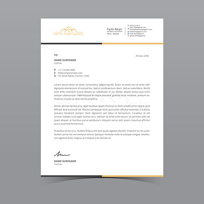 Faith Mortgages letterhead Design branding business logo design logo