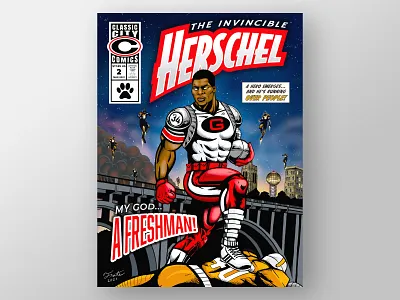 Herschel Walker Comic Poster (Georgia Bulldogs) comic book comic book cover comics comicsart football georgia georgia bulldogs herschel walker illustration illustration design poster poster design print