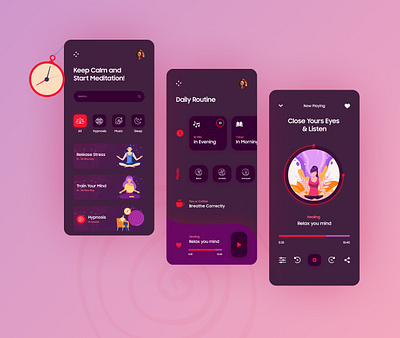 Meditation Mobile App Concept branding concept design illustration meditation mobile app mobile app design mobile ui mobisandhu modern product product design typography ui uiux uiux design uiuxdesign uiuxdesigner vector yoga app