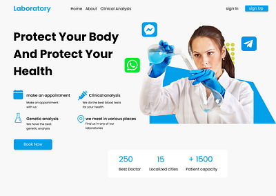 page of a laboratory business ux/ui design ui web