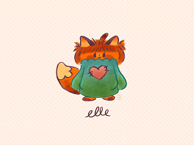 Elle cute digital painting doodle fox illustration kawaii