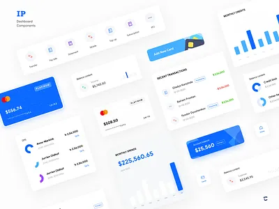 IP Banking dashboard Components account banking dashboard branding cards ui component dashboard components dashboard design dashboard ui design design system element finance dashboard minimal minimal dashboard ux web app design widgets