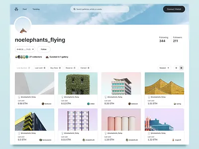 Creative platform for NFT artists and collectors. app blockchain card crypto eth filters foundation foundation app gallery light nft photo photographer post ui user page ux web3.0