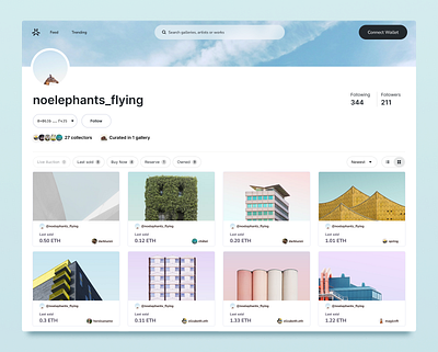 Creative platform for NFT artists and collectors. app blockchain card crypto eth filters foundation foundation app gallery light nft photo photographer post ui user page ux web3.0