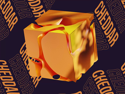 🧀Block of Cheddar🧀 3d animation block cheese cheese animation cube cube animation kinetic type motion graphics type animation typography