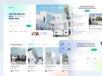 Houter - House Hunter Website apartment article card component ui design glassmorphism house house website hunter layout ui ui ux ui website uiux ux web web layout website website layout