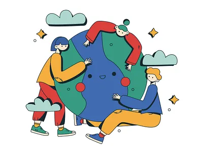 Earth Day 2021 🌍 adobe illustrator boy character earth earthday girl illustration man planet vector web woman