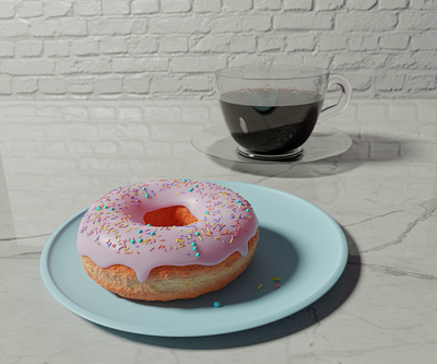 3d render donut and coffee cup 3d 3d modeling blender3d concept art design illustration