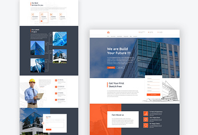 Construction Company Landing Page construction construction website psd web template realestate realestate website renovation uiux web page website design
