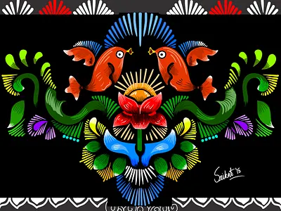 Rickshaw Painting Symmetrical Bird Illustration bangladeshi bangladeshi artist bangladeshi design bangladeshi folk art bangladeshi rickshaw painting digital illustration digitalart rickshaw art rickshaw art bangladesh rickshaw painting