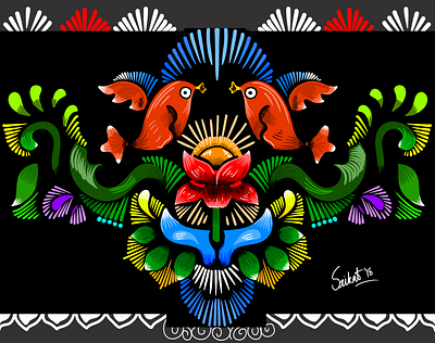 Rickshaw Painting Symmetrical Bird Illustration bangladeshi bangladeshi artist bangladeshi design bangladeshi folk art bangladeshi rickshaw painting digital illustration digitalart rickshaw art rickshaw art bangladesh rickshaw painting