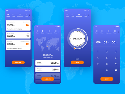 Alarm Clock adobe adobe xd alarm alarm app alarm clock alarmclock app app design clock design ios ios app mobile app mobile app design stopwatch timer app ui ui ux ui design uidesign
