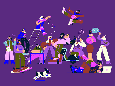 ILLO team 🛵 adobe illustrator character characterdesign ciao color design dog illo illotv illustration skateboarding team vectorart