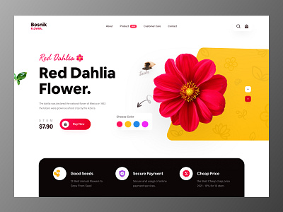 Flowra Header UI Design. app resource besnik flower flower landing page flower shop website free ui resource header header design header ui landing page landing page resource product design trend 2021 ui resources uihut uiux design uiux design agency web ui webdesign website design