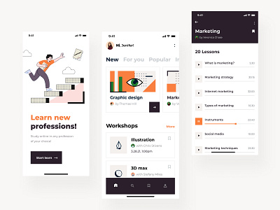 Education workshops mobile app android app app design application design illustration ios mobile mobile app mobile app design orange ui ui ux ui design uidesign user experience user interface user interface design userinterface ux