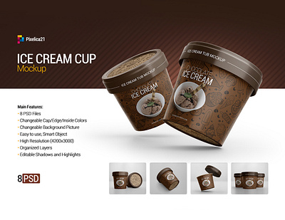 Ice Cream Cup Mockup box branding bucket can coffee container cream cup cup mock up design dessert food frozen ice ice cream icecream label mockup pack package