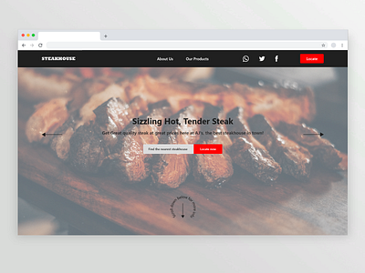 Steakhouse website design header hero section steak ui ux web website